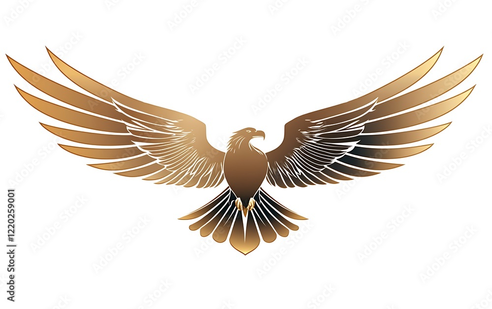 Fototapeta premium Golden eagle soaring with outstretched wings on white