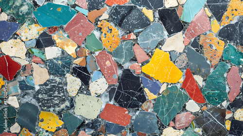 Seamless terrazzo background featuring vibrant, generative ai photo