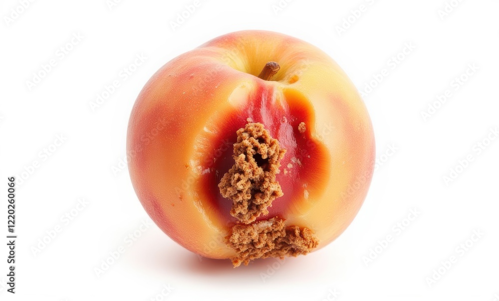 Peach with a bite and cookie crumbs Peach with a bite and cookie crumbs