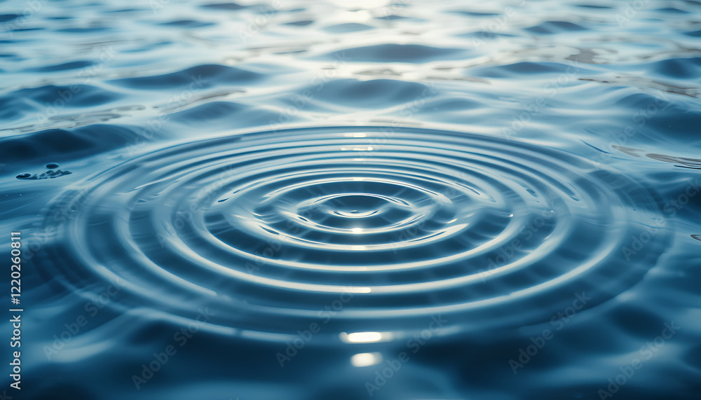 Ripples on clear water surface with splashing droplets Ripples on clear water surface with splashing droplets