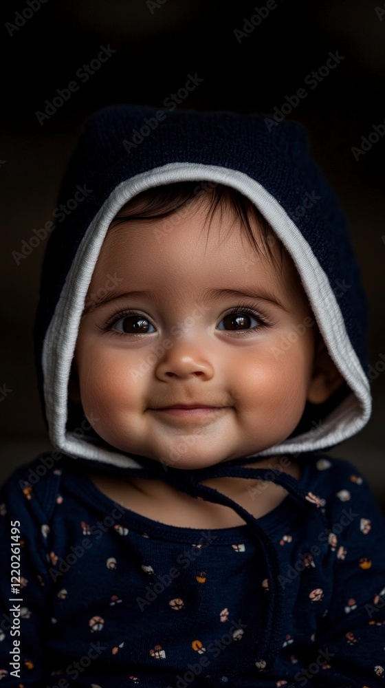 Adorable Baby in Knit Hat Happy Infant Portrait Child Photography Adorable Baby in Knit Hat Happy Infant Portrait Child Photography