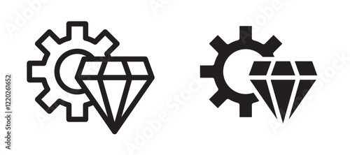 Operational excellence icons in outline and stroke versions