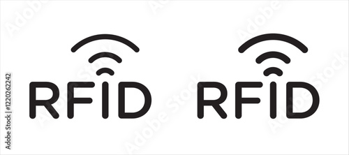 RFID icons in outline and stroke versions