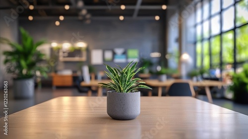 A blurred view of a modern professional workspace.