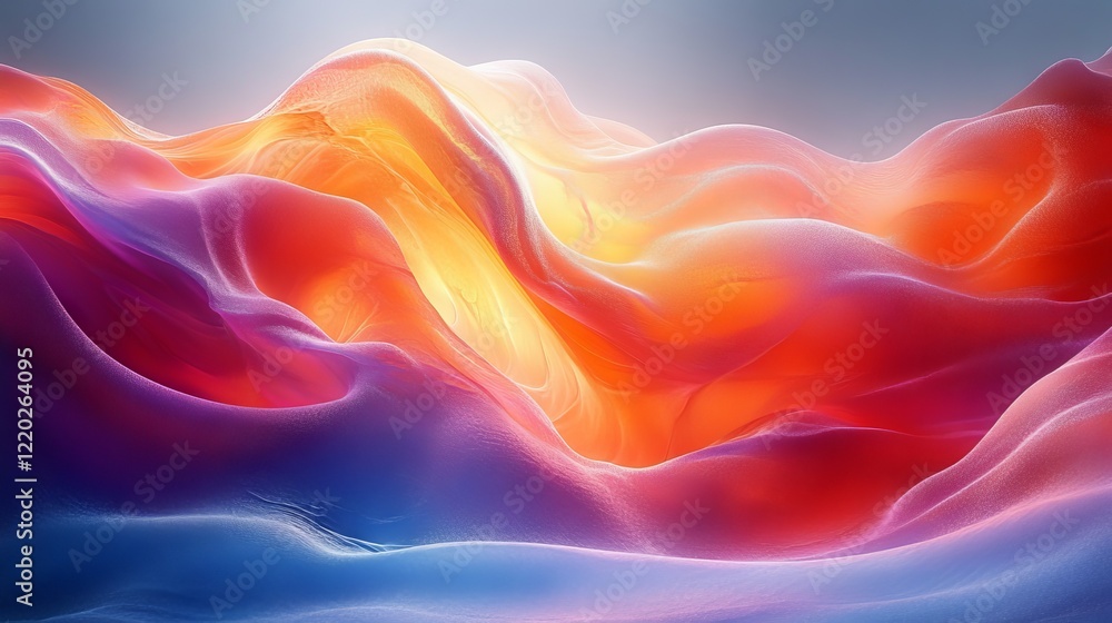 Obraz premium Abstract colorful flowing fabric waves, dynamic texture, vibrant hues.