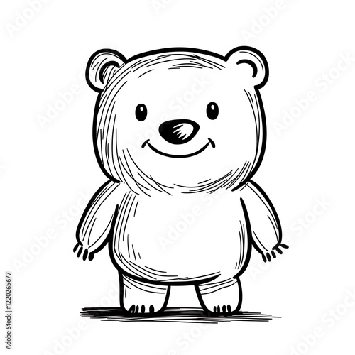 Cute cartoon bear character whimsical scene digital illustration playful environment front view fun concept photo