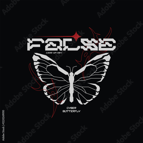 Cyber butterfly with streetwear vector design