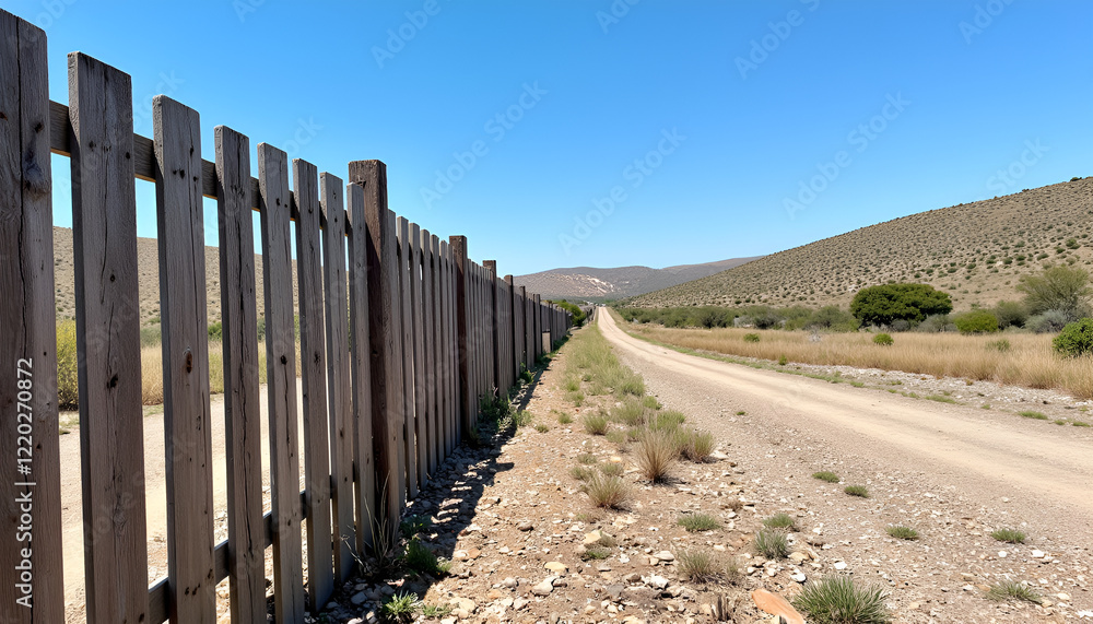 Wooden Fence and Dirt Road in a Rural Setting Wooden Fence and Dirt Road in a Rural Setting