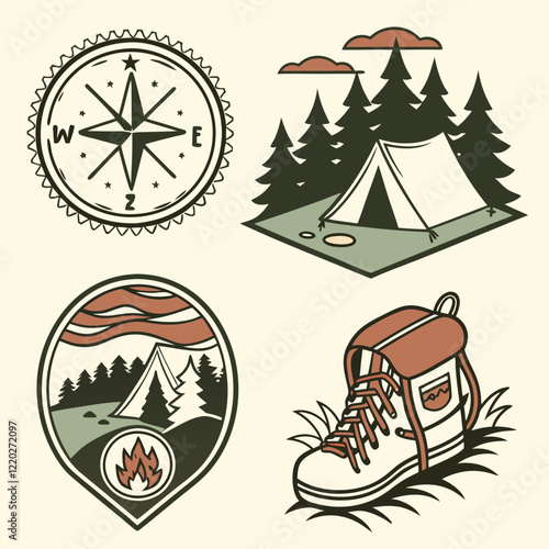 "Hiking in the Woods Vector Art"
