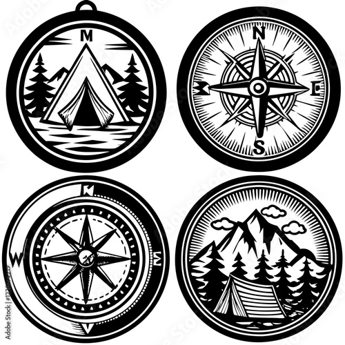 "Hiking in the Woods Vector Art"