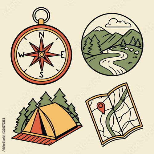 "Hiking in the Woods Vector Art"