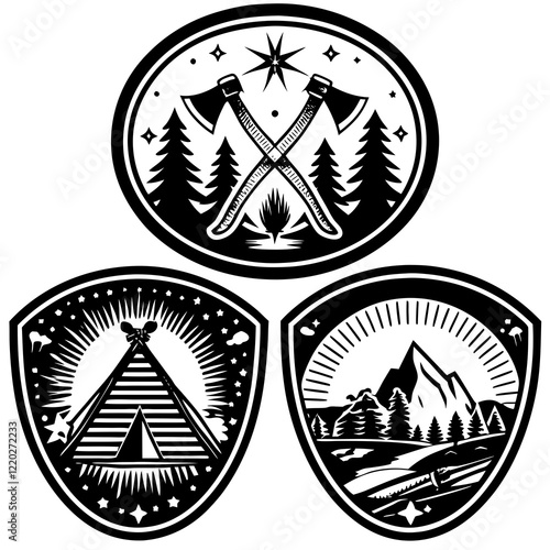 "Hiking in the Woods Vector Art"