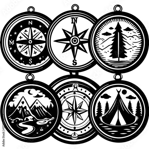"Hiking in the Woods Vector Art"