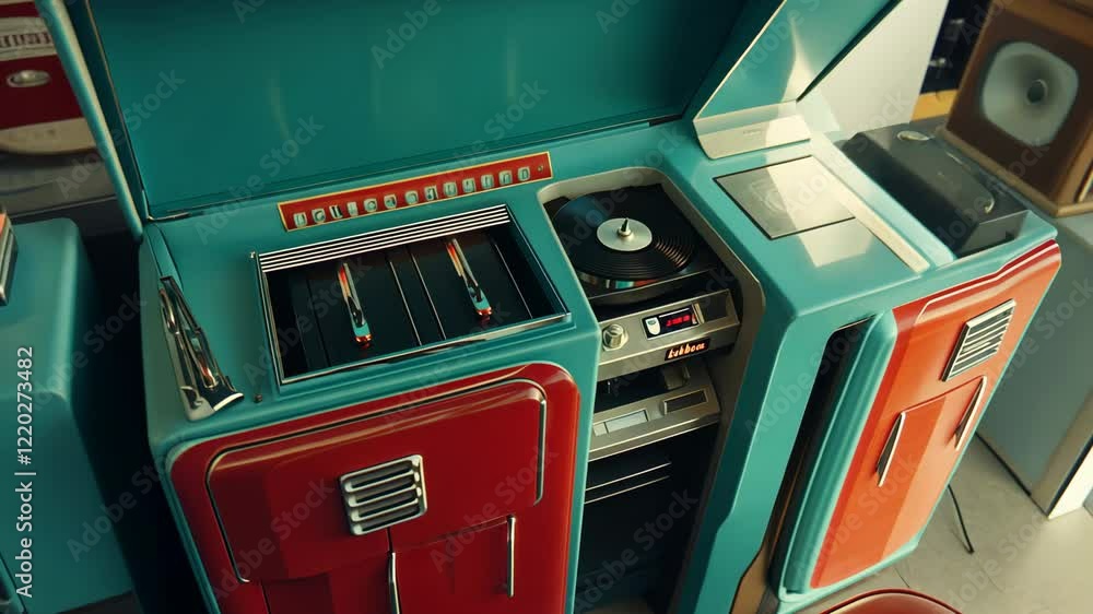 Vintage record player and stereo console captures the mid-century ...