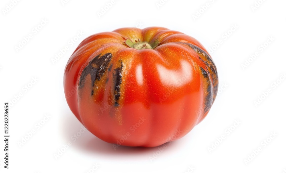Vibrant heirloom tomato on white background Vibrant heirloom tomato on white background
