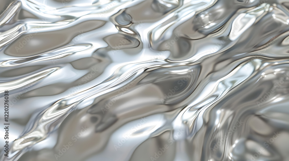 Smooth silver ripples cascading across the surface, generative ai Smooth silver ripples cascading across the surface, generative ai
