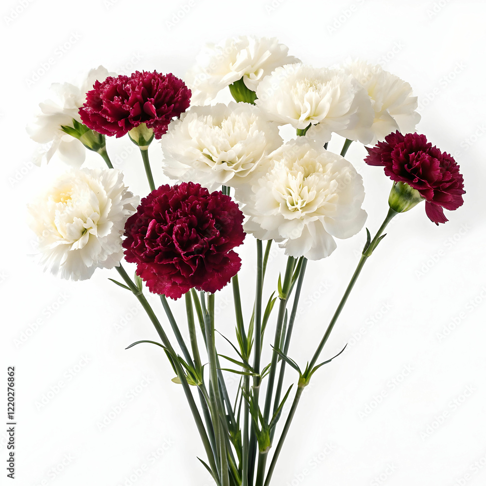 Fototapeta premium white elegant carnation bouquet on white background