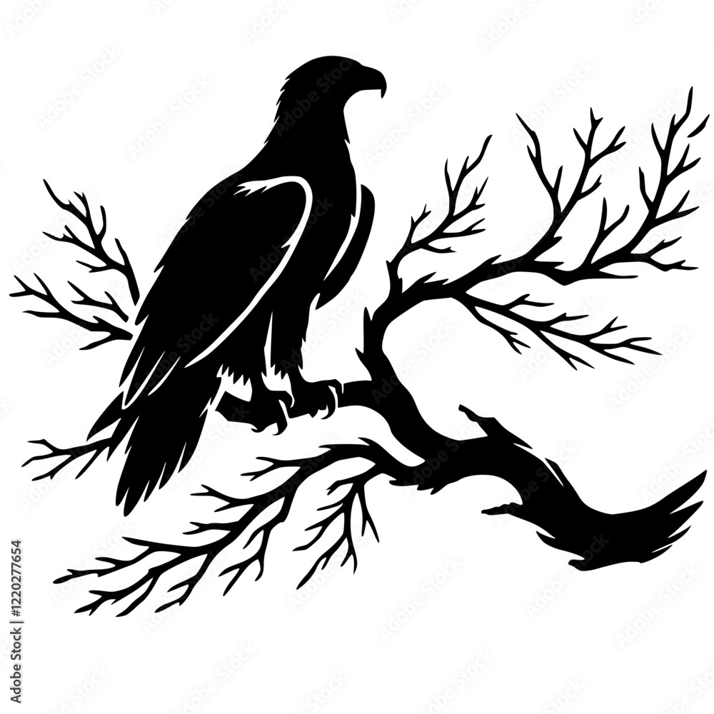 Obraz premium Silhouette of an eagle on a branch