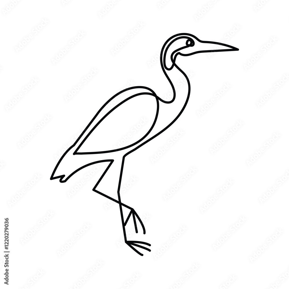 Naklejka premium Simple illustration of Heron bird vector continuous one line art icon