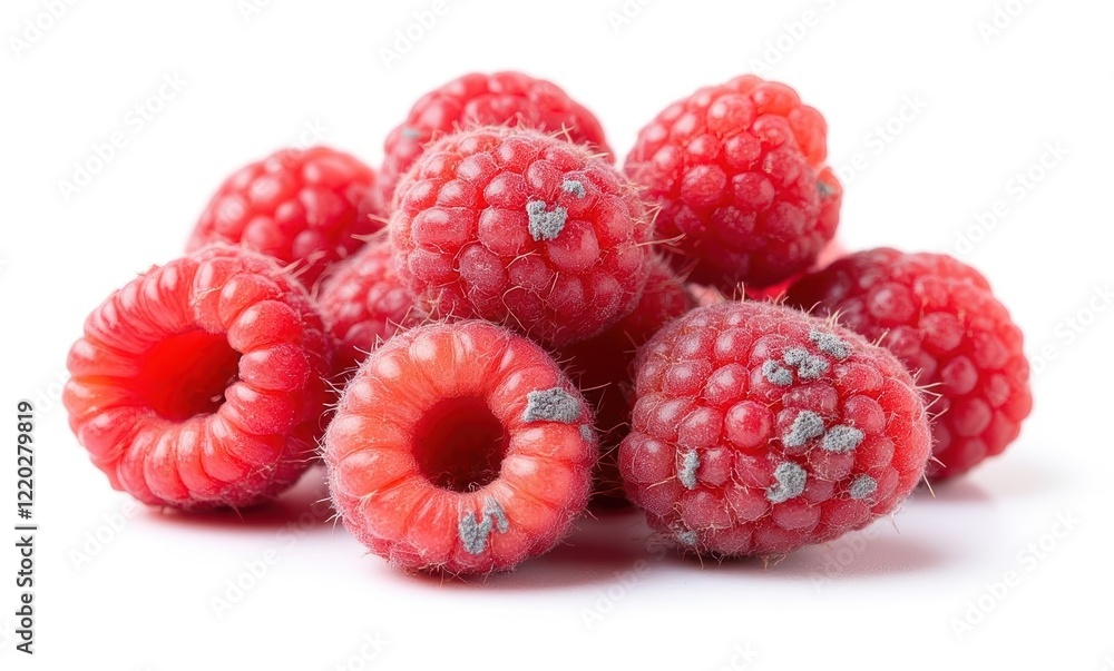 Fresh raspberries with some moldy ones Fresh raspberries with some moldy ones