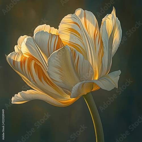 Golden Hour Rembrandt Tulip Close up Detailed Floral Soft Lighting photo