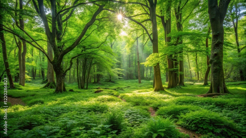Forest Floor Overgrown with Lush Greenery, verdant landscape Forest Floor Overgrown with Lush Greenery, verdant landscape