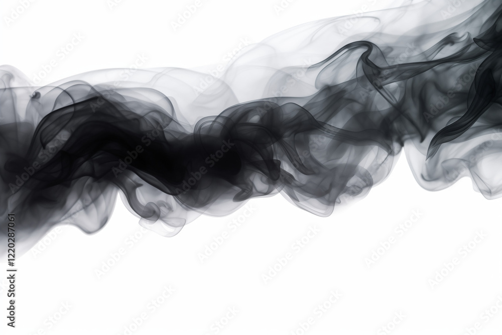 Fototapeta premium Black Smoke, Isolated on White.