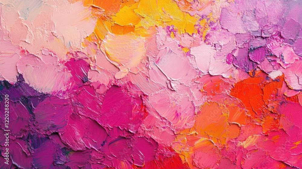 Vibrant abstract painting with bold, textured brushstrokes in warm and cool colors Vibrant abstract painting with bold, textured brushstrokes in warm and cool colors