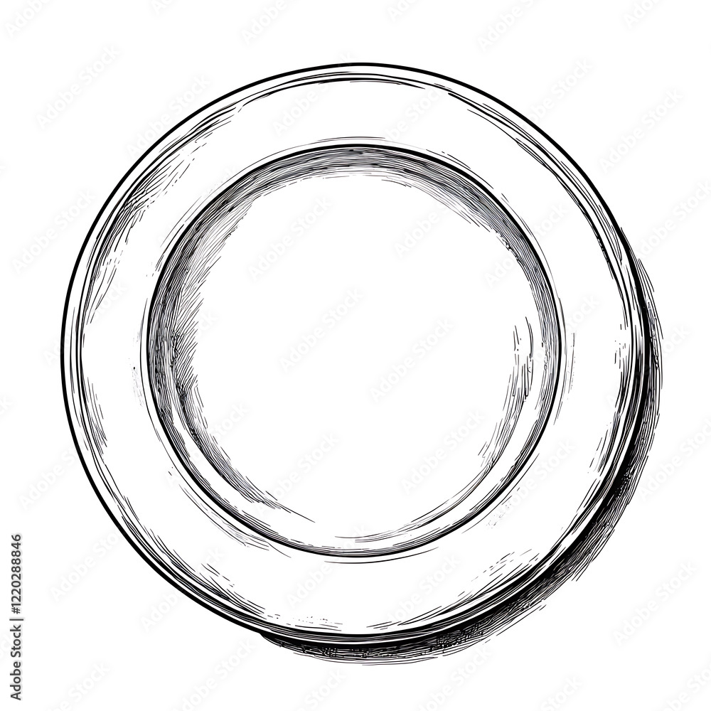 hand-drawn plate illustration icon on white background