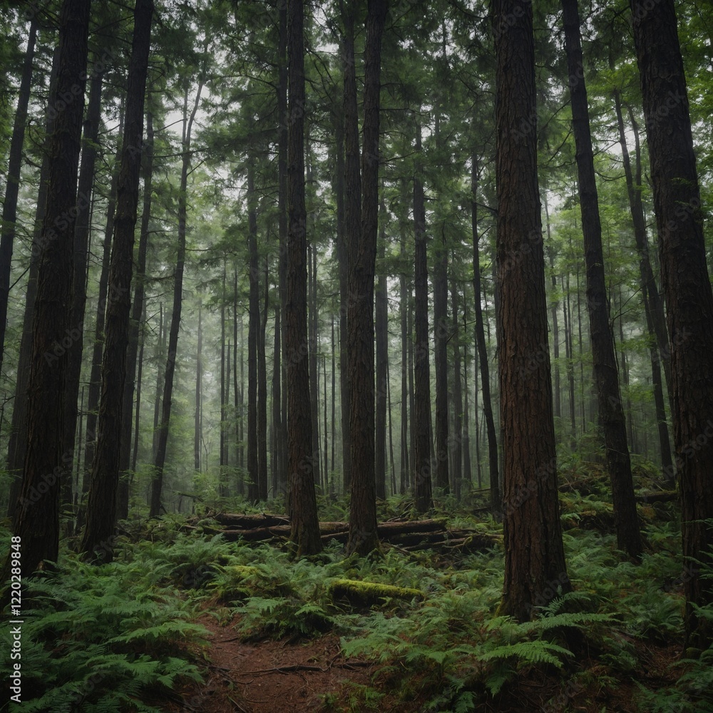 Obraz premium How do the trees in a forest create a sense of safety and shelter for travelers?