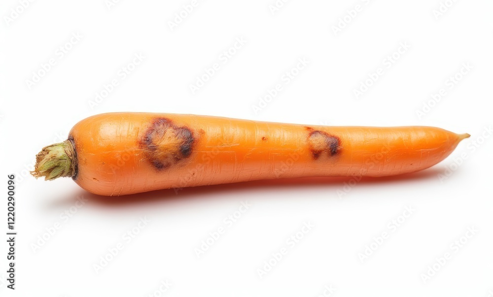 Fresh carrot with blemishes on white background Fresh carrot with blemishes on white background