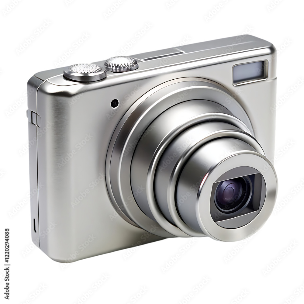 Modern Digital Camera Lens Closeup Silver Design 3D Zoom High Image Modern Digital Camera Lens Closeup Silver Design 3D Zoom High Image