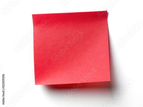 Isolated red sticky note; ideal for office, memo, or reminder imagery; clean white background.