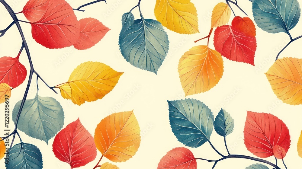 Obraz premium Autumn leaves seamless pattern.