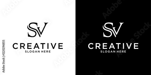 SV or VS initial letter logo design vector