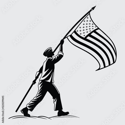  a-person-holding-a-flag image silhouette vector art and illustration