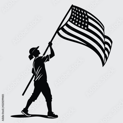  a-person-holding-a-flag image silhouette vector art and illustration