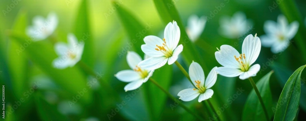 Delicate white flowers on a green leafy background, flowers, petal, background Delicate white flowers on a green leafy background, flowers, petal, background