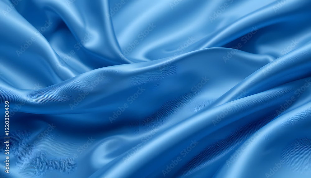 Fototapeta premium High-Resolution 4K Image of Blue Silk Satin Fabric with Gentle Waves, Perfect for Backgrounds, Branding, and Elegant Design Needs.