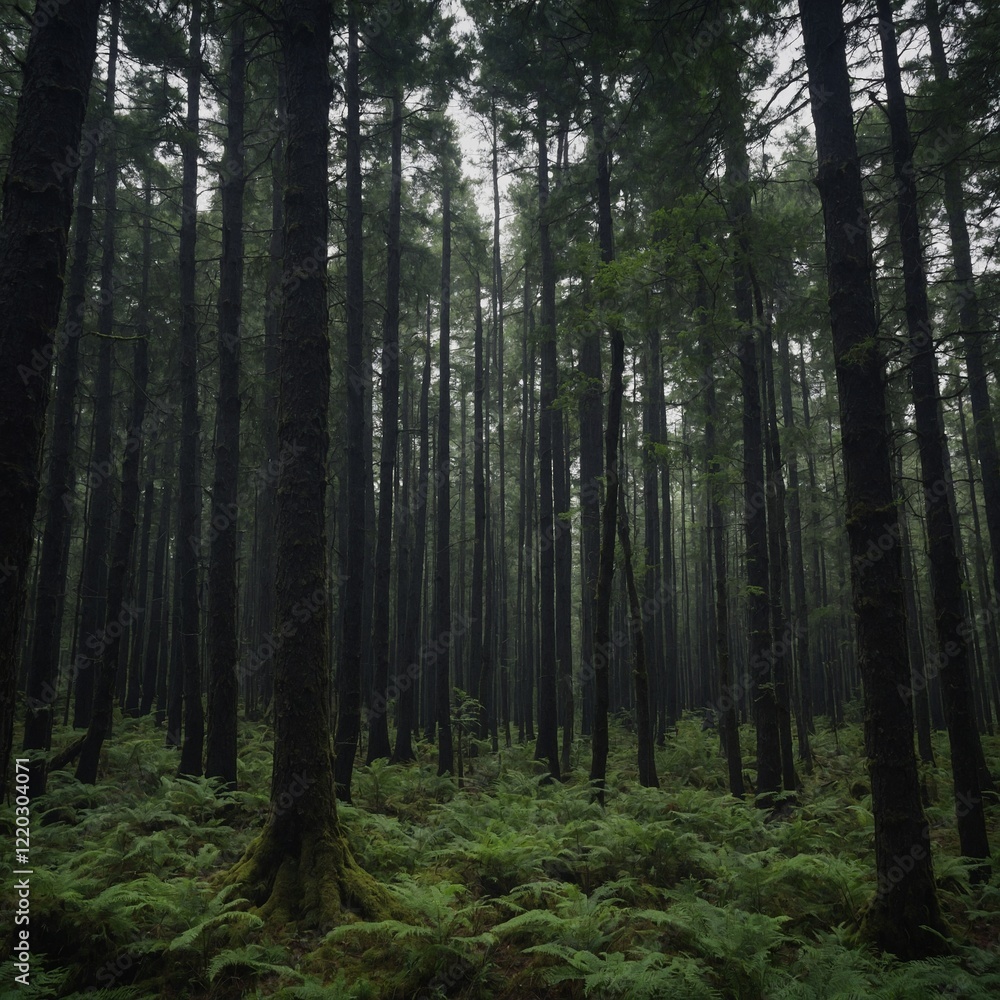 Fototapeta premium Write about a forest that seems to be alive, with the trees subtly shifting and growing as you walk through it.