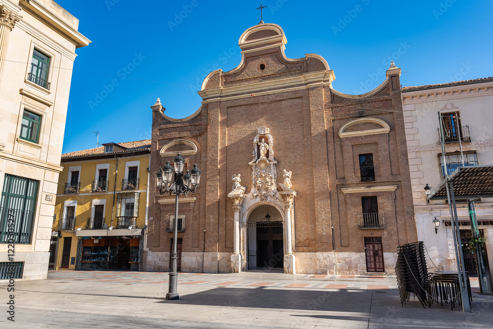 Fototapeta premium Facade of the church of San Nicolas in the city center of Guadalajara, Spain.
