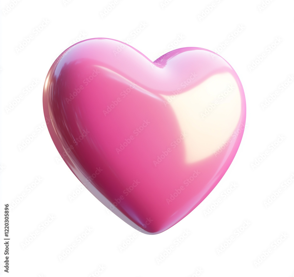 Cute Pink Heart Icon on White Background Cute Pink Heart Icon on White Background