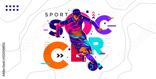 Soccer sport athlete vector design with abstract silhouette style. Design with the concept of national sports celebration. Interactive sports background. Football player - soccer