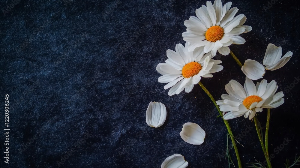 Obraz premium Elegant White Daisies on Dark Background Floral Photography Nature Still Life