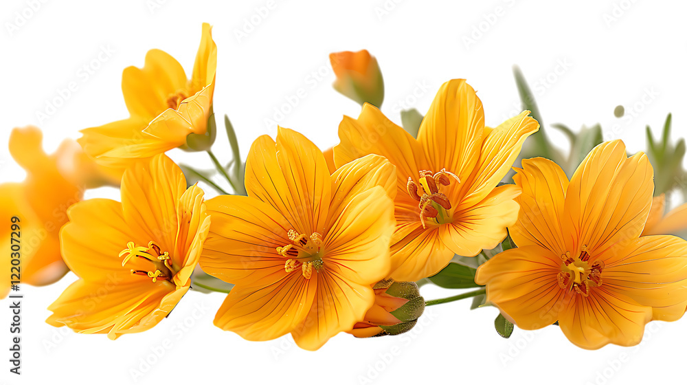 Naklejka premium Yellow garden flowers, isolated on white background.