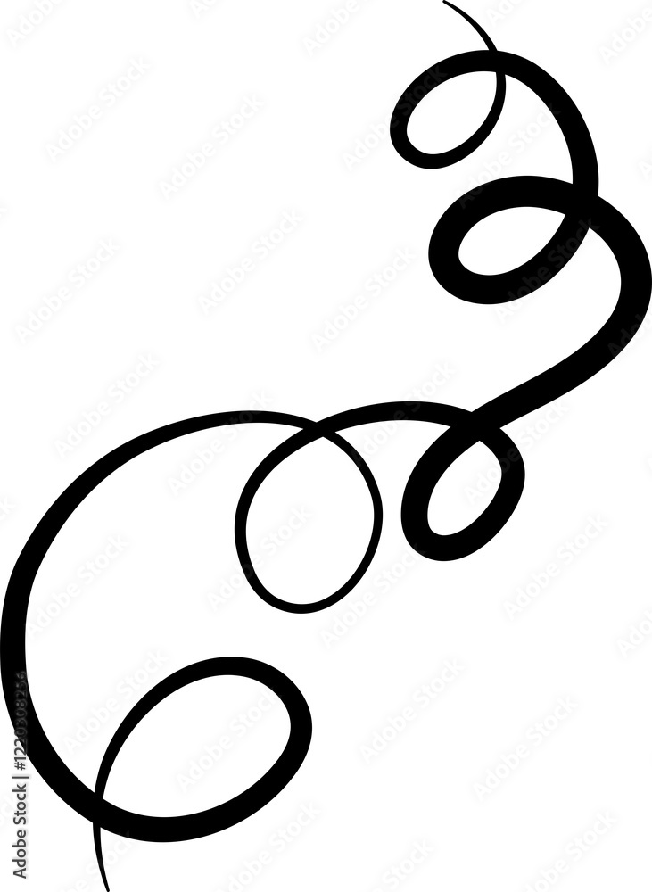 Spiral wave line or curved pattern. Graphic element Spiral wave line or curved pattern. Graphic element