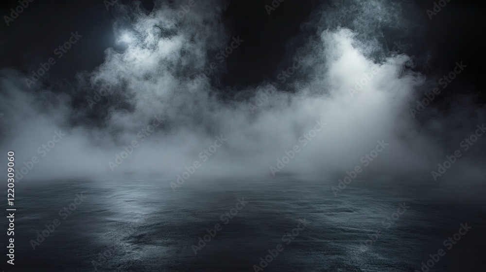 Mysterious Foggy Night Scene Dark Moody Background with Dramatic Lighting Mysterious Foggy Night Scene Dark Moody Background with Dramatic Lighting