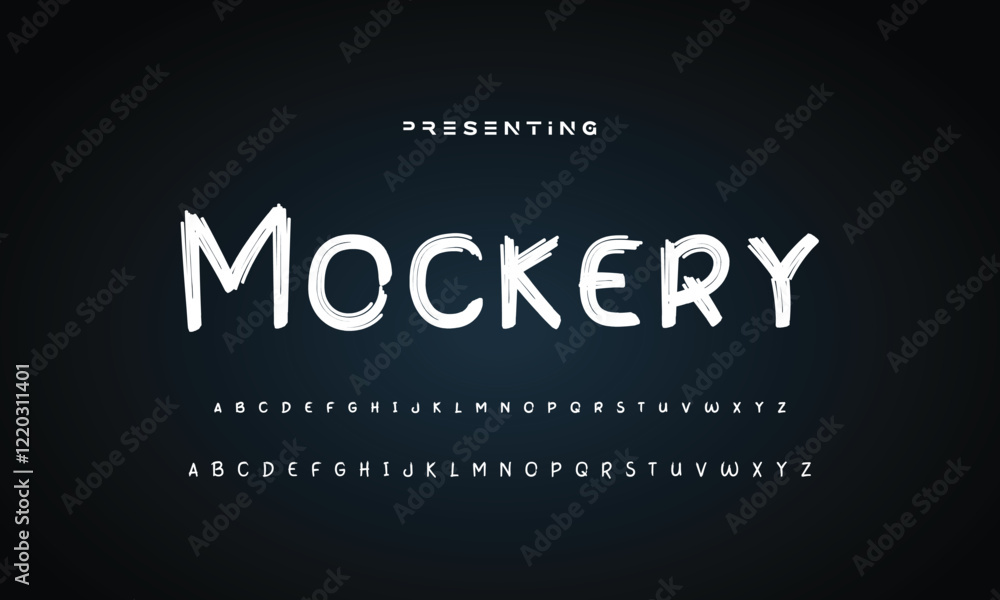 Obraz premium Lettering font isolated on black background. Texture alphabet in street art and graffiti style. Grunge and dirty effect. Vector brush letters.