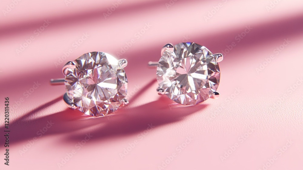 Sparkling diamond earrings on pink background (2) Sparkling diamond earrings on pink background (2)