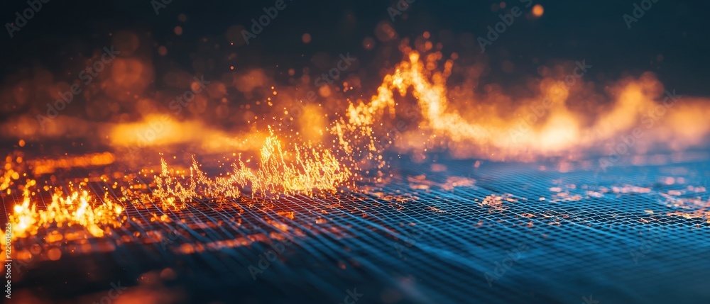A vibrant depiction of fiery waves, blending elements of light and digital textures, symbolizing energy and innovation. A vibrant depiction of fiery waves, blending elements of light and digital textures, symbolizing energy and innovation.